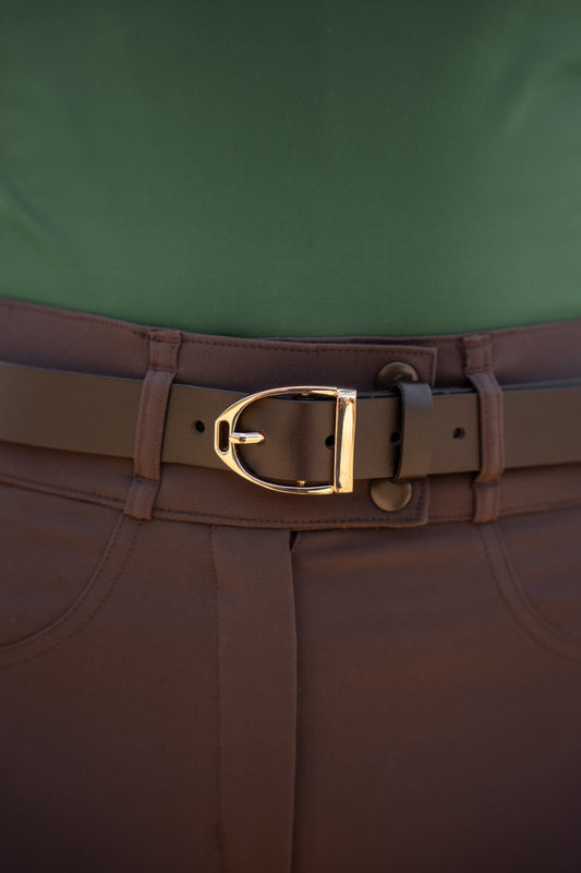 chefauve riem leer bruin goud