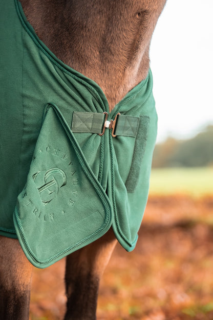 chefauve zweetdeken fleecedeken deep green open sluiting